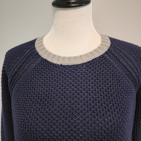 EIGHT EIGHT EIGHT woman’s Cotton Knit Sweater Blue/Gray/Orange Size M New - Picture 2 of 8